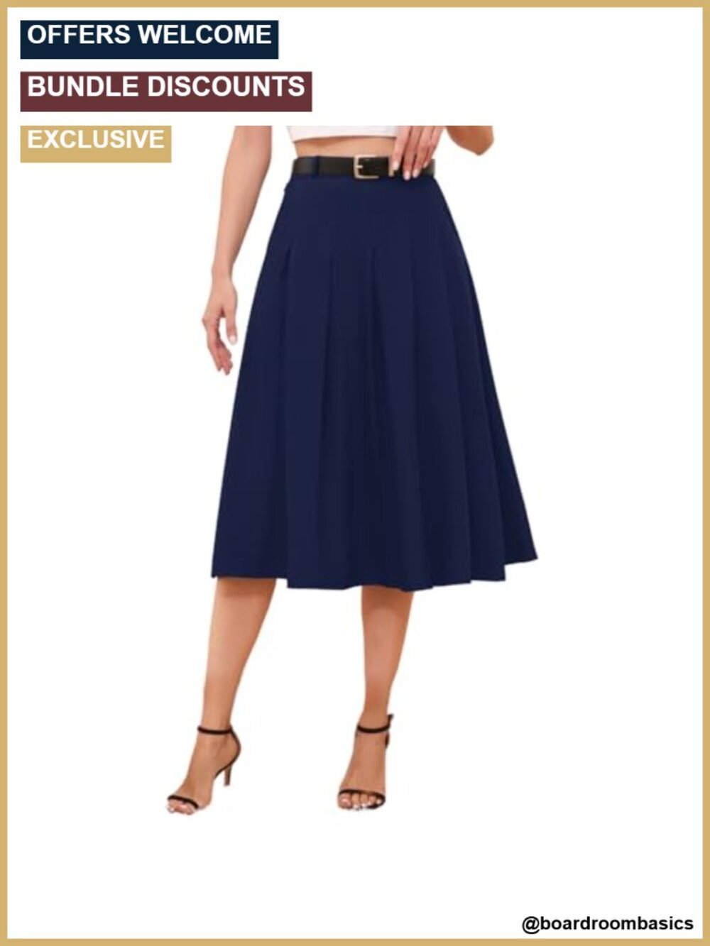High Waist Pleated Long Skirt with Pockets Polyester Spandex